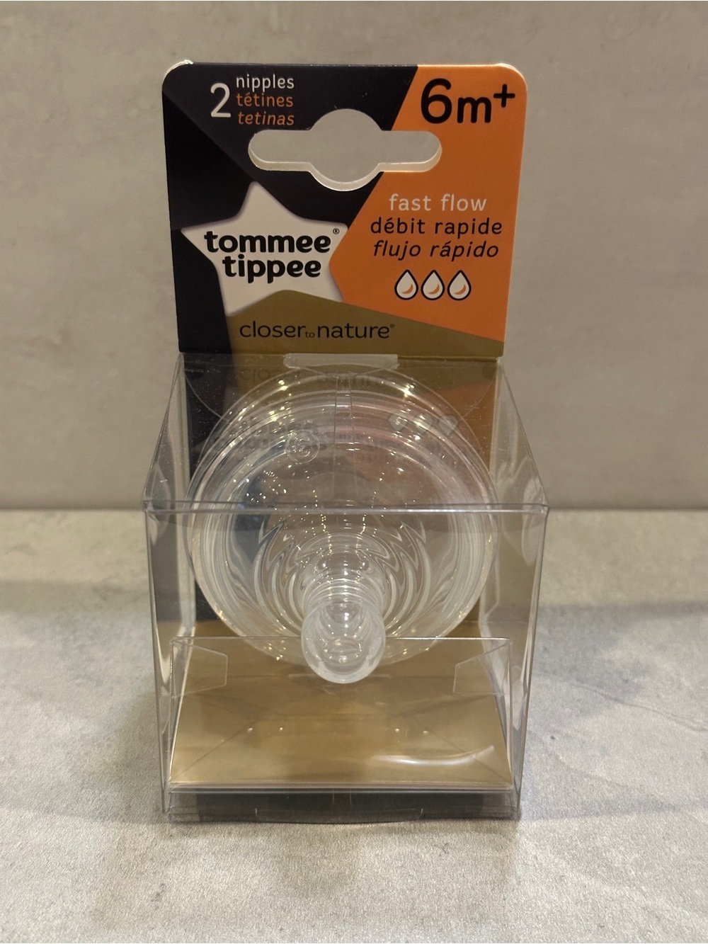 Tommee Tippee Nipples Closer To Nature Fast  Flow 6m+ 2 Ct Brand New